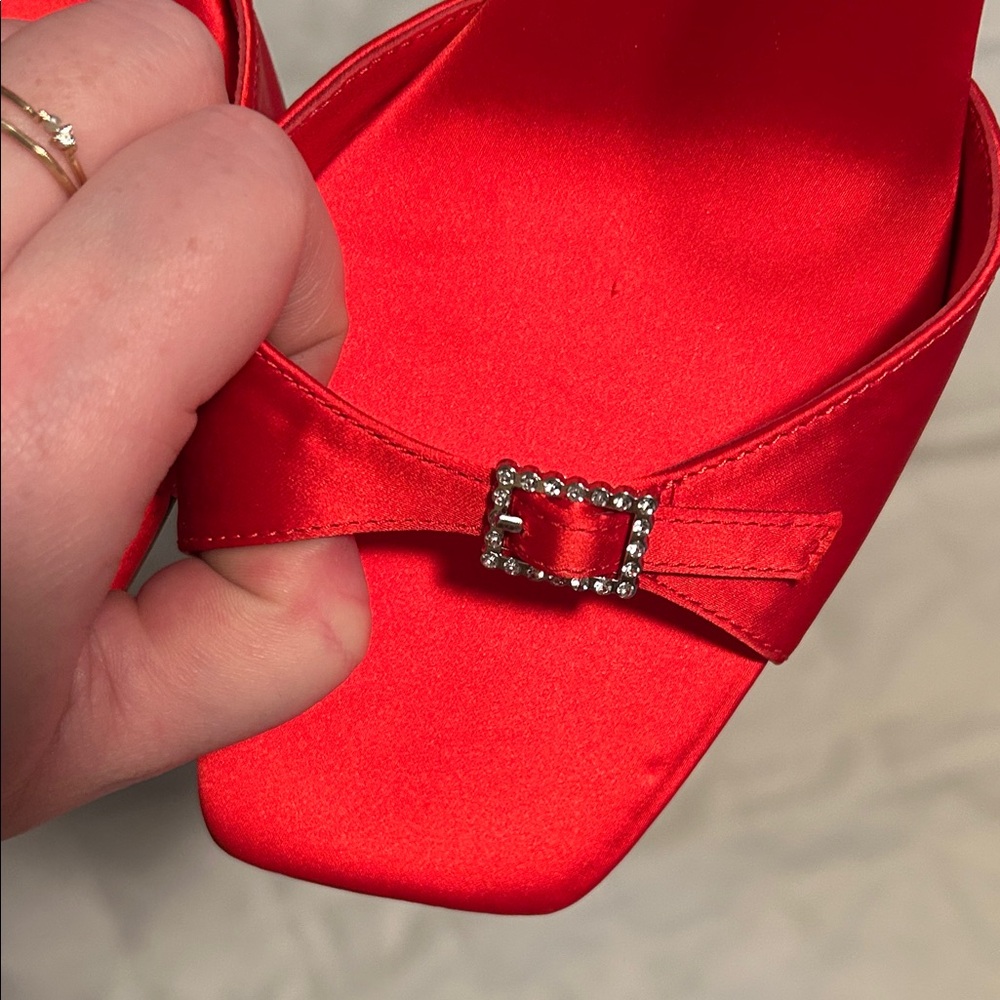 BCBGMaxAzria Vibrant Red Satin Heels - Picture 6 of 6